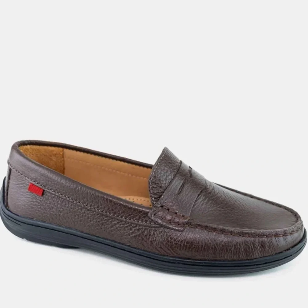 Marc Joseph East Village Brown Grainy Shoe Box with Gold Logo